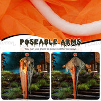 Tangkula 8.2 FT Halloween Hanging Pumpkin Ghost, Light-up Scary Prop for Haunted House with Red Glowing Eyes & Bendable Arms