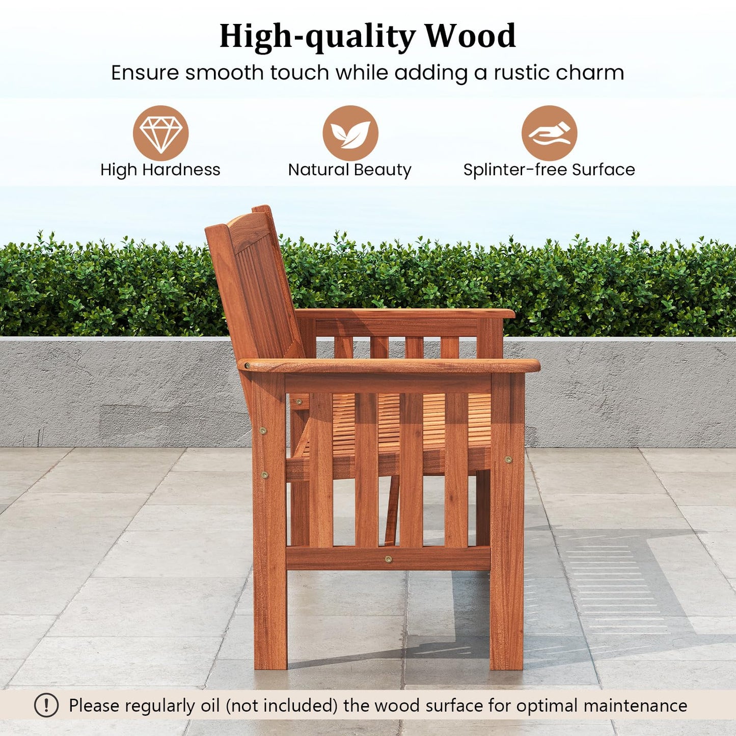 Banc de jardin extérieur en bois Tangkula pour porche d'entrée