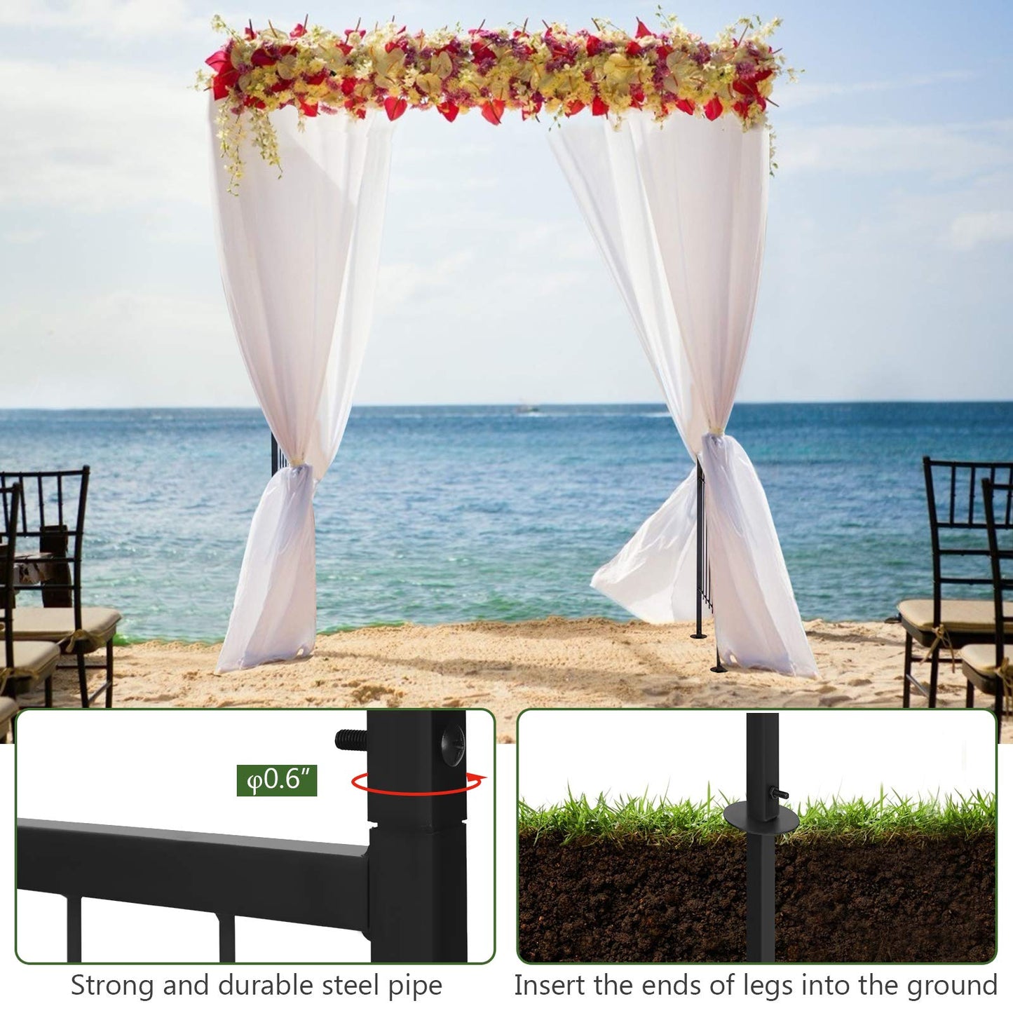 6.8 Ft Garden Arbor, Metal Arch with Trellis for Climbing Plant, Vines, Flowers