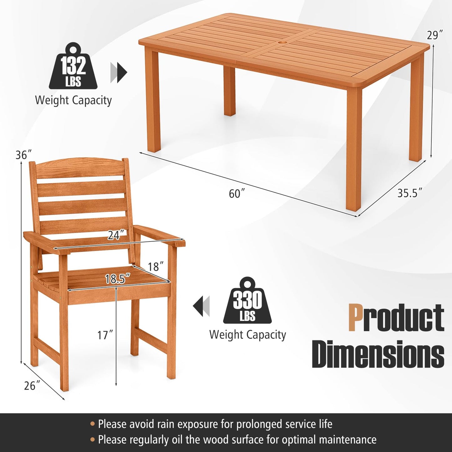 Tangkula 7 Pieces Outdoor Dining Set for 6