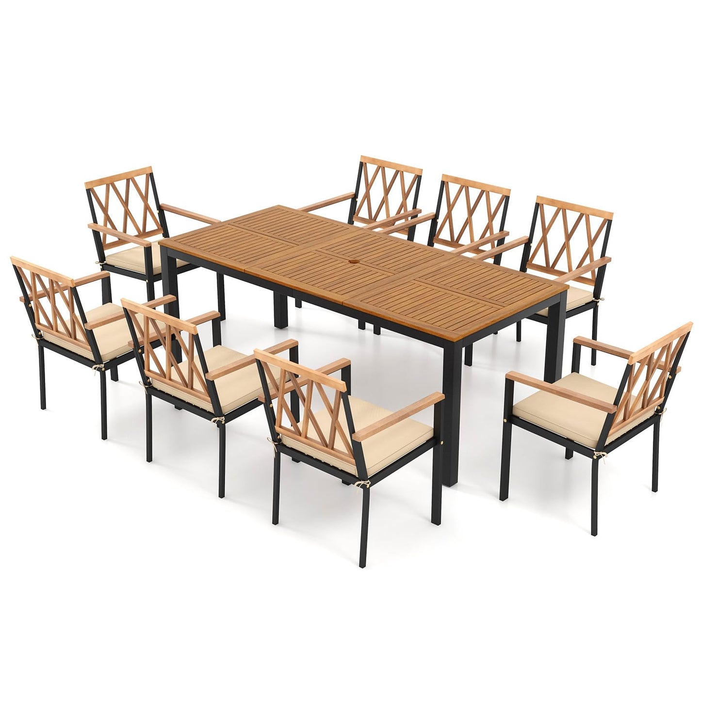 Tangkula 9 Piece Outdoor Patio Dining Set