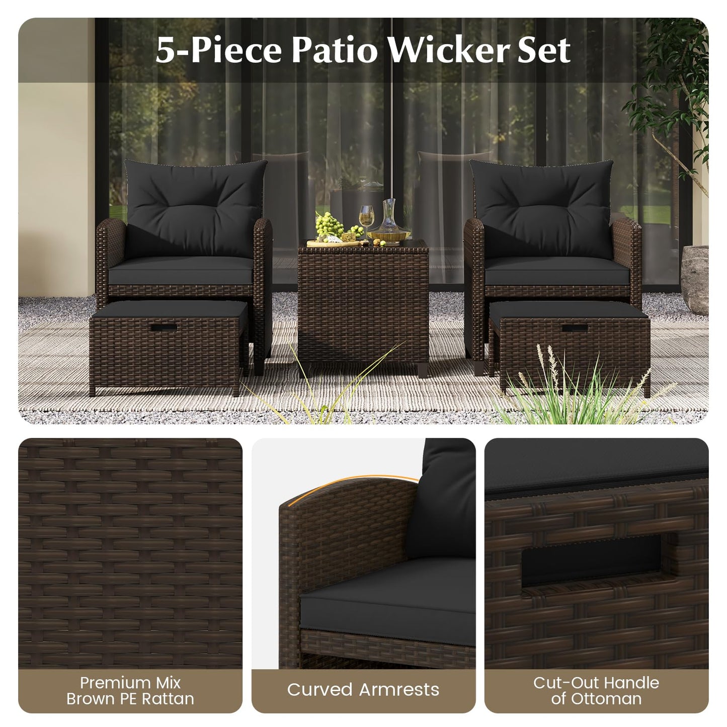 Tangkula Outdoor Chaise Lounge, Patio Wicker Lounge Chair w/ 4-Level Backrest, Heavy-Duty Metal Frame