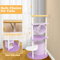 Tangkula Cute Cat Tree, 62 Inch Multi-Level Large Cat Tower with Metal Frame, Moon-Shaped Top Perch