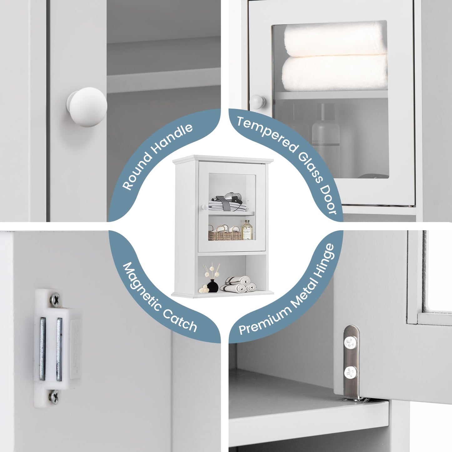 Tangkula Bathroom Cabinet With Door and Open Shelf