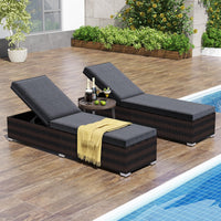 Tangkula Outdoor Chaise Lounge, Patio Wicker Lounge Chair w/ 4-Level Backrest, Heavy-Duty Metal Frame