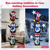 Tangkula 6 FT Lighted Christmas 3 Stacked Penguins