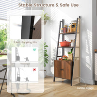 Tangkula 4-Tier Ladder Shelf with Cabinet 63” Tall Bookshelf