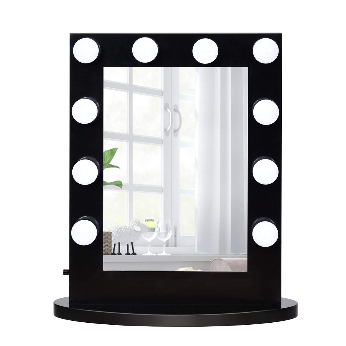 Tangkula Hollywood Makeup Vanity Mirror with Lights, Standing Vanity Makeup Mirror with Detachable Base