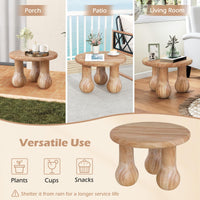 Table d'appoint ronde d'extérieur Tangkula avec plateau épaissi et pieds en colonne