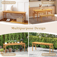 Tangkula 48” Long Patio Dining Bench with Slatted Seat
