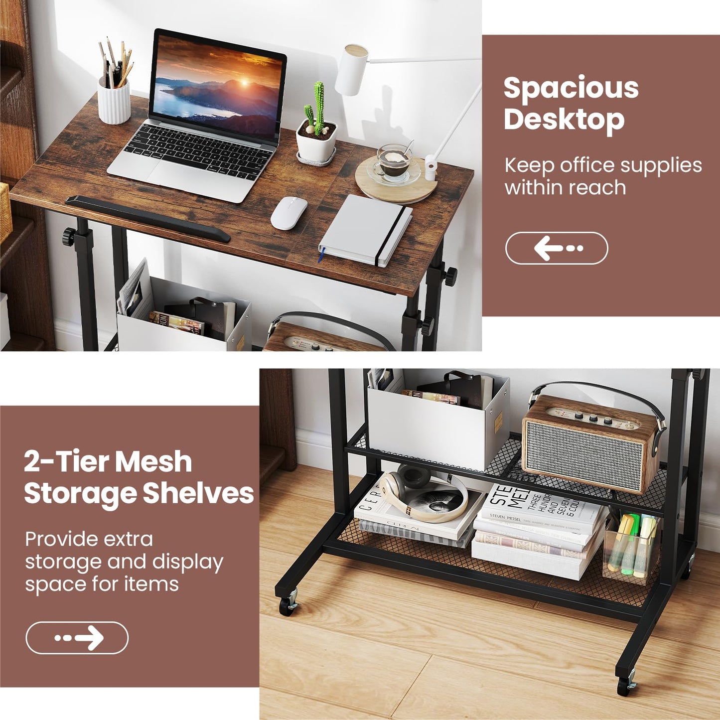 Tangkula Mobile Computer Desk Cart
