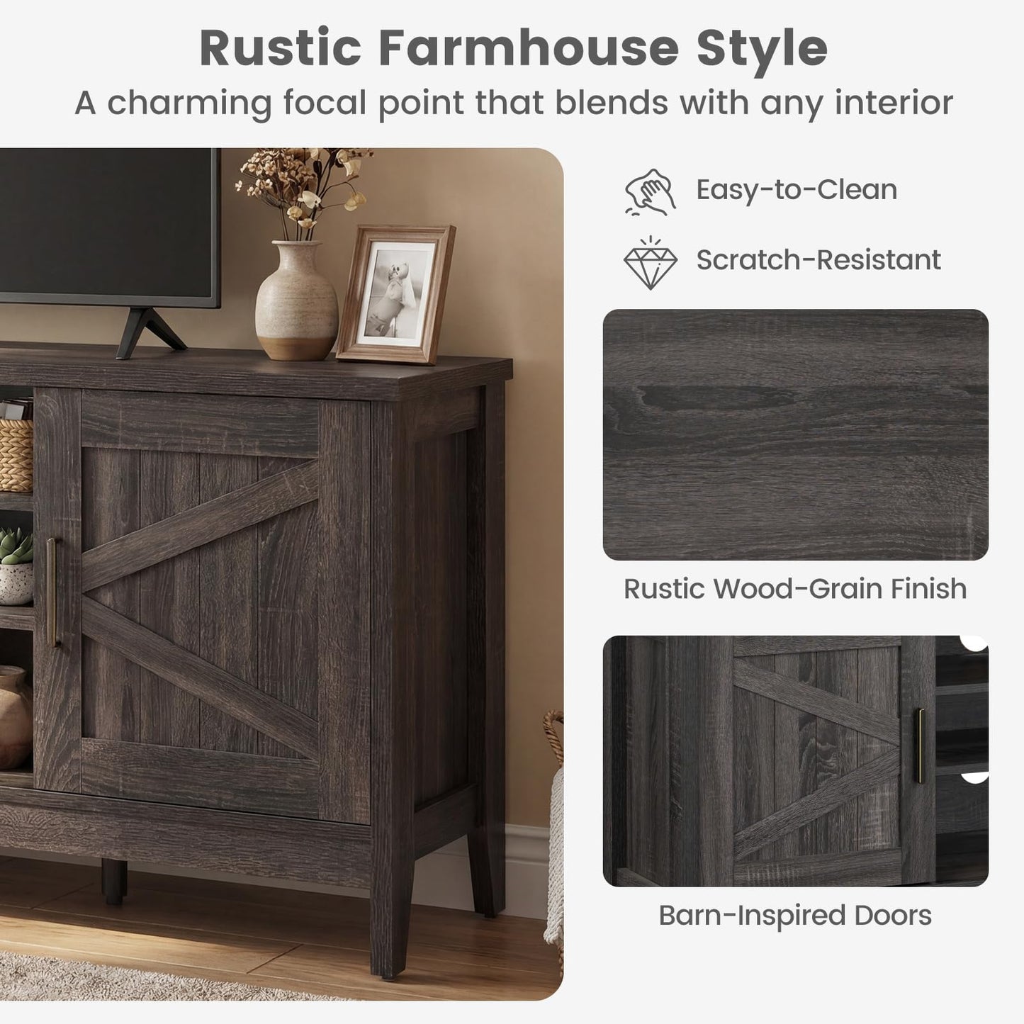 Tangkula Farmhouse TV Stand for TVs up to 65 Inches