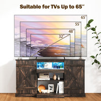 Tangkula 58”L Farmhouse LED TV Stand for TV up to 65 Inch