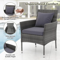Tangkula 3-Piece Patio Furniture Set w/A Tempered Glass Table & 2 Cushioned Chairs