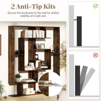 Tangkula Irregular Wooden Bookshelf Geometric Bookcase