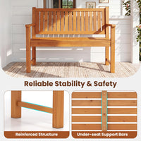 Tangkula 2-Seater Outdoor Wooden Bench with Slatted Seat