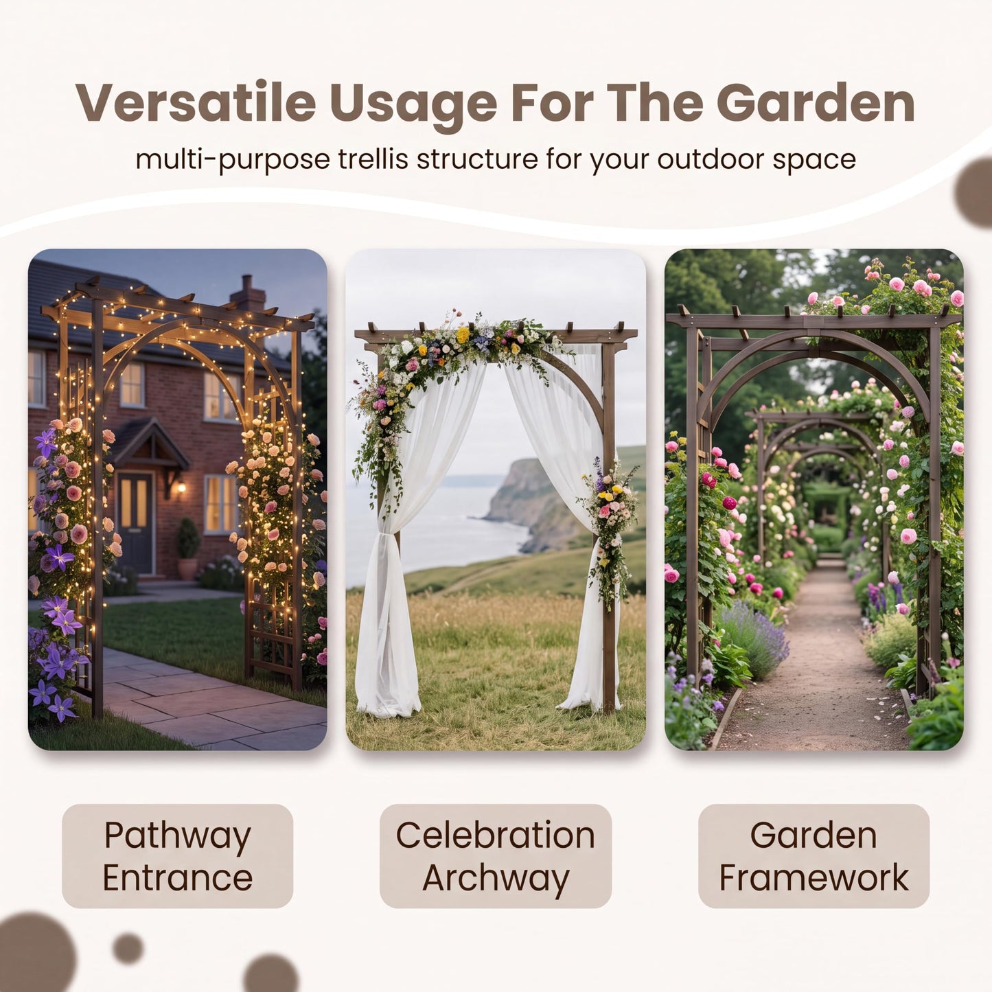 Tangkula 85" Wood Garden Arch Trellis for Backyard Lawn Patio Garden Entrance