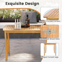 Tangkula 63 inch Outdoor Dining Table with Umbrella Hole