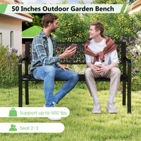 Tangkula Metal Outdoor Park Bench 50 Inches Patio Garden Bench