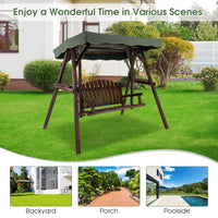 Tangkula Wooden Porch Swing 2 Person A-Frame