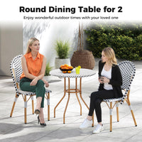 Table de bistrot/café d'extérieur Tangkula de 69,85 cm, petite, robuste, avec cadre en métal et patins réglables