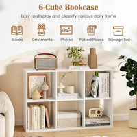 Tangkula 6-Cube Bookcase, 3-Tier Bookshelf with Open Compartments