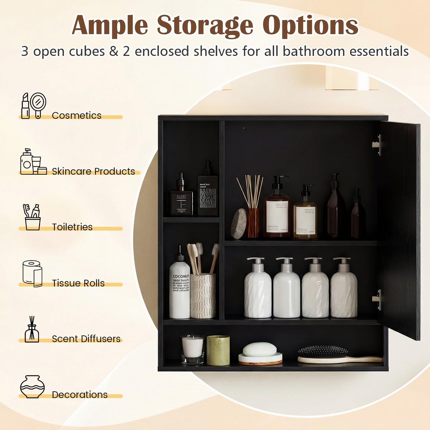 Tangkula Bathroom Cabinet with Mirror for Living Room