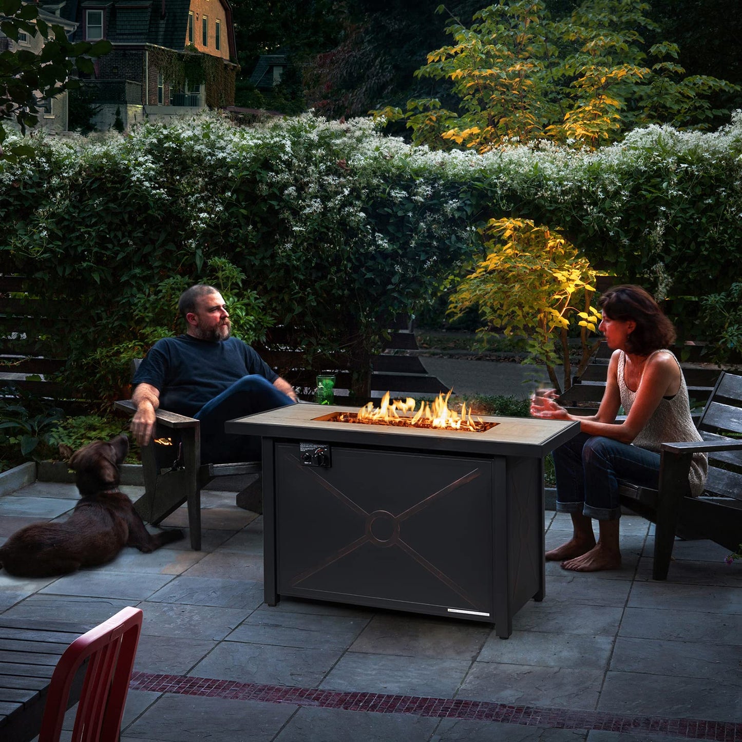 Tangkula 42 Inch Propane Fire Pit Table