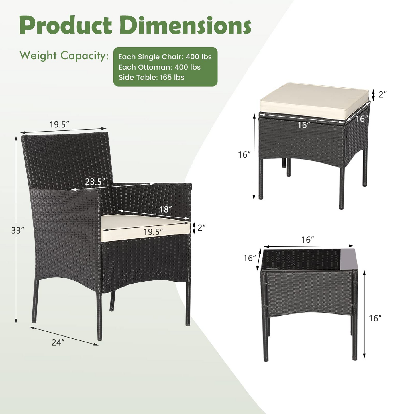 Tangkula 5 Piece Outdoor Wicker Sofa Set
