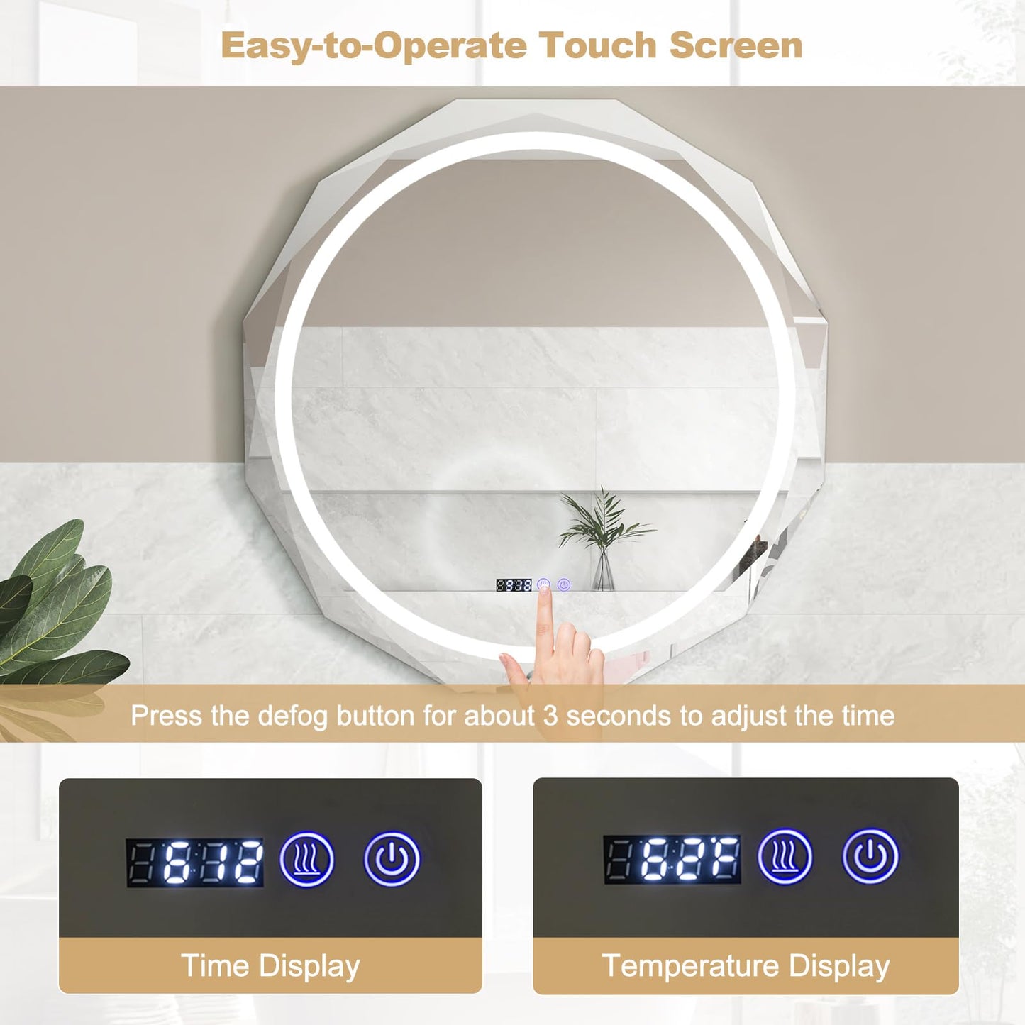 Miroir de salle de bain LED anti-buée Tangkula
