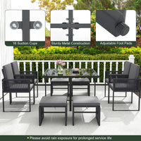 Tangkula 9 Pieces Patio Dining Set with PE Rattan Chairs