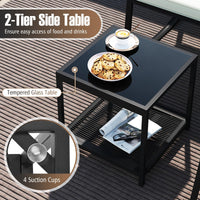 Tangkula 3 Piece Patio Rocking Bistro Set Outside Wicker Rockers