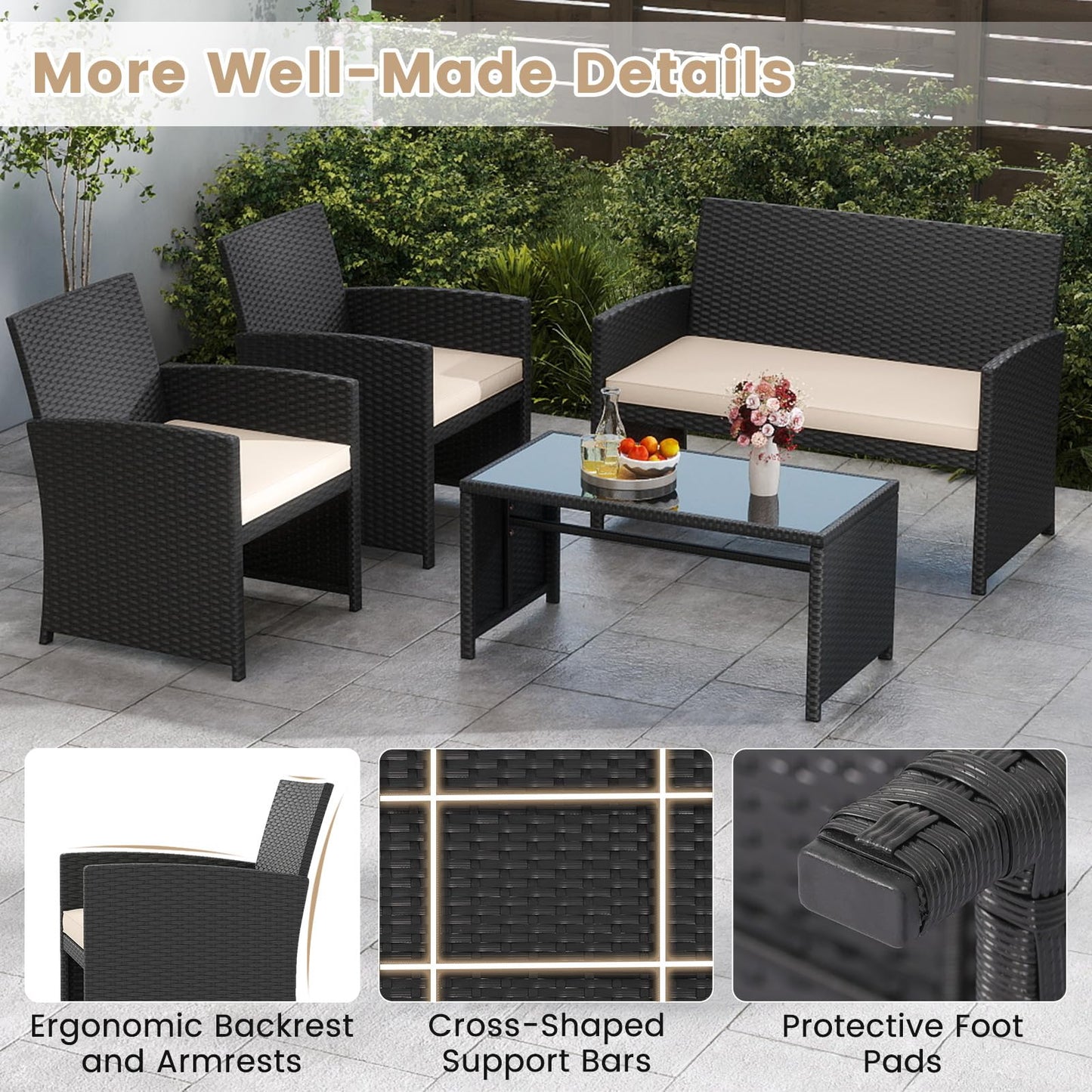 Tangkula Patio Wicker Furniture Set for Backyard