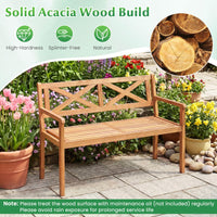 Tangkula Acacia Wood Outdoor Loveseat Bench