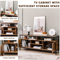Tangkula TV Stand for TVs up to 65"- 58"TV Console Table w/Side Cabinets & Adjustable Shelf