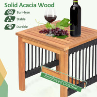 Tangkula 3 Pieces Acacia Wood Rocking Bistro Set, All-Weather Rope Woven Patio Furniture Set with Coffee Table