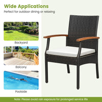 Tangkula 5-Piece Outdoor Dining Set with Acacia Wood Table & 4 Wicker Rattan Armrest Chairs