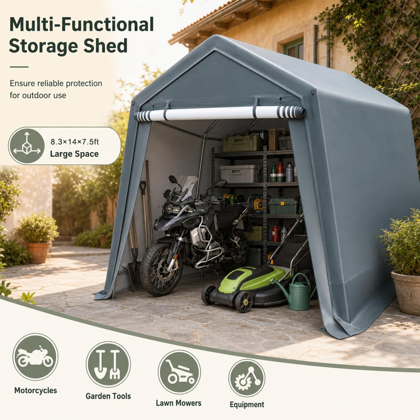 Tangkula 8.3 x 14 FT Heavy Duty Outdoor Storage Shed