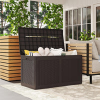 Tangkula 100 Gallon Outdoor Storage Box with 2 Smooth Wheels
