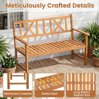 Tangkula 2-Person Acacia Wood Outdoor Garden Bench with Cushion(Without seat cushion)