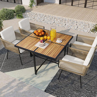 Tangkula 5 Pieces Patio Dining Set Outdoor Rectangular Table and Chairs