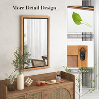 Miroir rustique en bois Tangkula, miroir mural rectangulaire avec cadre et panneau arrière