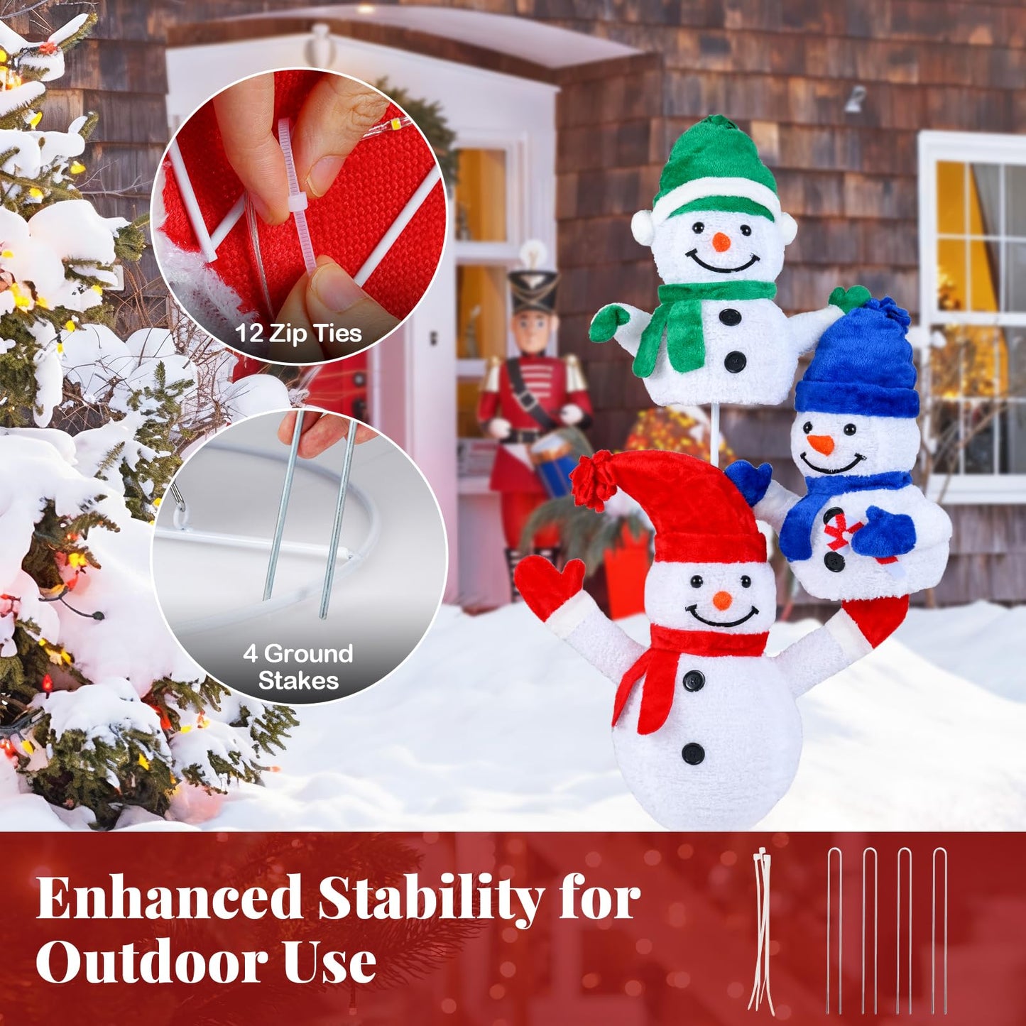 Tangkula 5 FT Christmas Lighted 3 Stacked Snowman Decoration