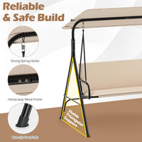 Tangkula 3 Person Porch Swing Outdoor Swing with Removable Cushions