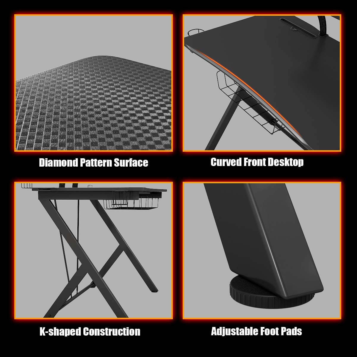 Tangkula Computer Desk Gaming Desk with Headset Hook