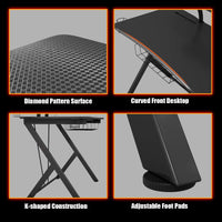 Tangkula Computer Desk Gaming Desk with Headset Hook
