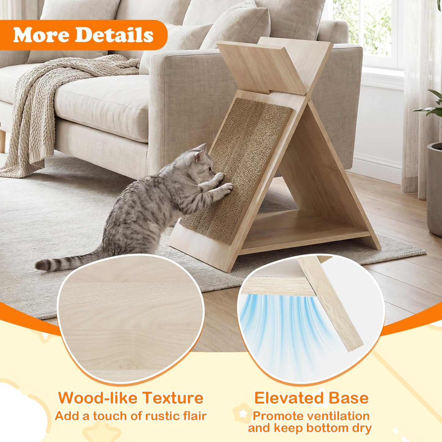 Tangkula Arbre à Chat Vertical en Carton Ondulé avec Griffoir Triangle