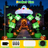 Tangkula 10.5 FT Halloween Lighted Inflatable Alien Archway with LED Lights