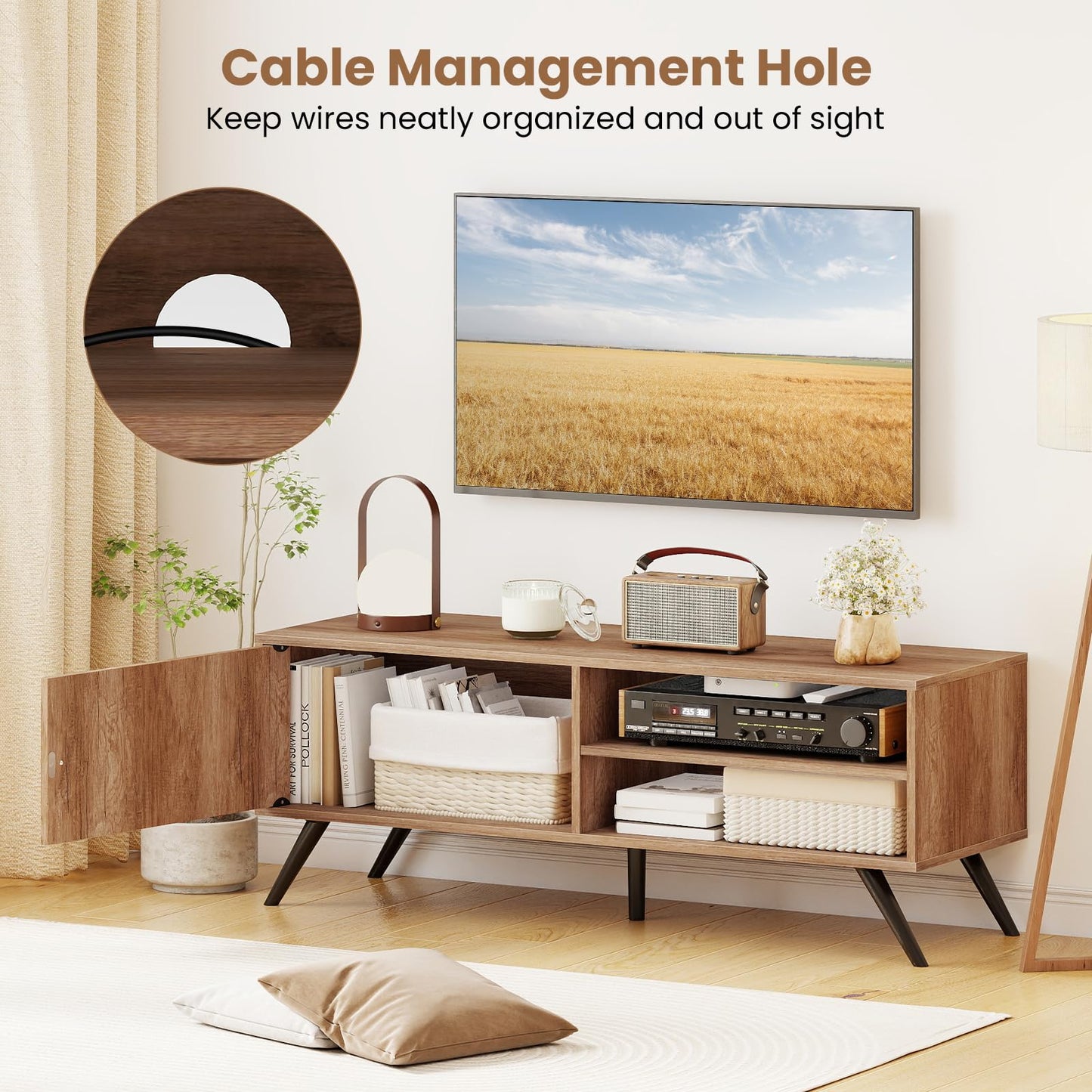 Tangkula Mid Century Modern Entertainment Center TV Stand