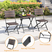 Tangkula 3 Piece Outdoor Folding Bistro Set